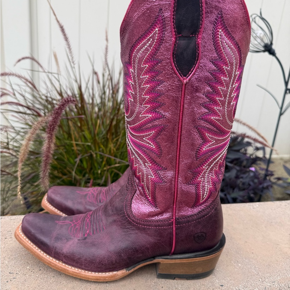 Ariat Women's Magenta and Pink Embroidered Western Heeled Boots - Picture 3 of 11